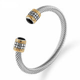 Braided Charm Open Cuff Stainless Steel Bracelets