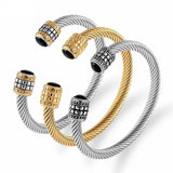Braided Charm Open Cuff Stainless Steel Bracelets