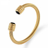 Braided Charm Open Cuff Stainless Steel Bracelets