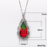 Colorful Pear Silver Necklace for Women X6896