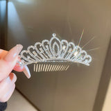 Zircon Love Crown Bridals Headdress Hair Comb for Girls