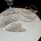 Zircon Love Crown Bridals Headdress Hair Comb for Girls
