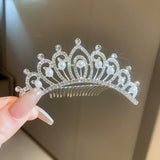 Zircon Love Crown Bridals Headdress Hair Comb for Girls
