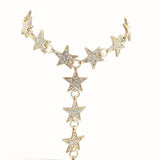 Stars Choker Necklace Crystal Rhinestone Women Body Jewelry