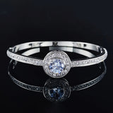 Silver Round Bracelet Bangle for Women Anniversary Gift Jewelry