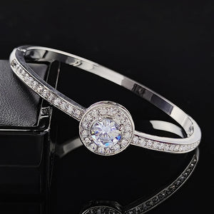 Silver Round Bracelet Bangle for Women Anniversary Gift Jewelry