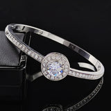 Silver Round Bracelet Bangle for Women Anniversary Gift Jewelry