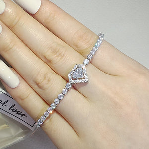 Heart Silver Bracelet Bangle Women Anniversary Gift