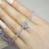 Heart Silver Bracelet Bangle Women Anniversary Gift