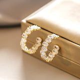 Zircon Inlaid C Hoop Earrings Christmas Party Jewelry