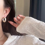 Zircon Inlaid C Hoop Earrings Christmas Party Jewelry