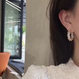 Zircon Inlaid C Hoop Earrings Christmas Party Jewelry