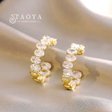 Zircon Inlaid C Hoop Earrings Christmas Party Jewelry