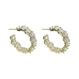 Zircon Inlaid C Hoop Earrings Christmas Party Jewelry
