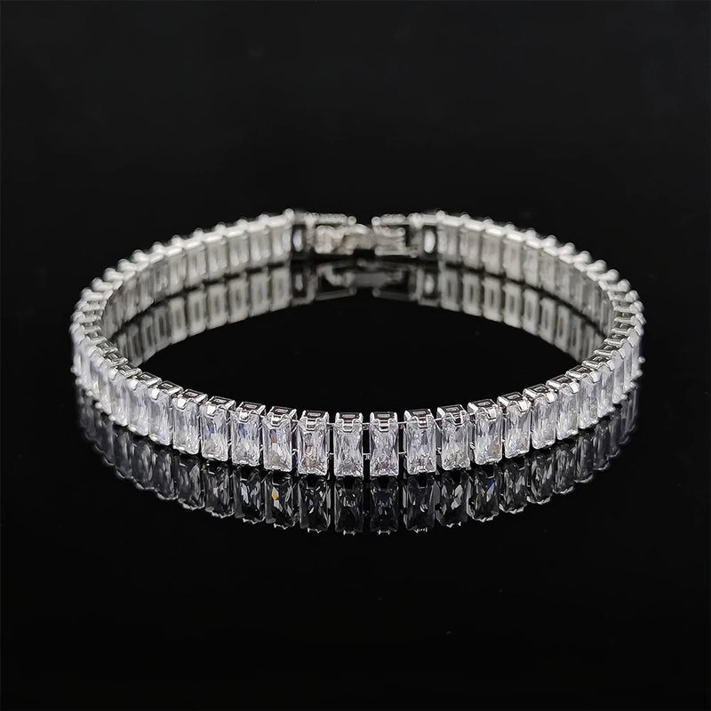 Silver Princess Cut Bracelet Bangle for Women Moonso S5776