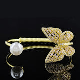 Rose Silver Butterfly Bracelet Bangle Open Party Gift Jewelry