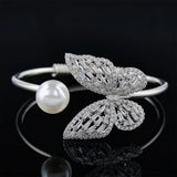 Rose Silver Butterfly Bracelet Bangle Open Party Gift Jewelry