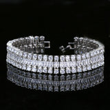 White&Green AAAA Zircon Silver Round Bracelet Bangle For Women