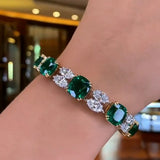 18K Green Marquise Cushion Square Tennis Bracelet Bangle for Women