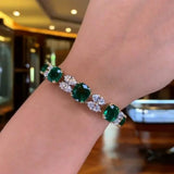 18K Green Marquise Cushion Square Tennis Bracelet Bangle for Women