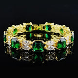 18K Green Marquise Cushion Square Tennis Bracelet Bangle for Women