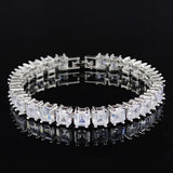 18K Green Marquise Cushion Square Tennis Bracelet Bangle for Women