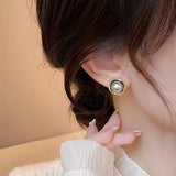 Geometric Gray Pearl Stud Earrings for Women