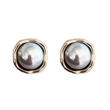 Geometric Gray Pearl Stud Earrings for Women