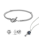 Crystal T-Clasp S925 Sterling Silver Bangle