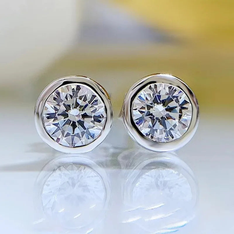 Mosan Diamond Earrings Women's Bag with Silver Edge Earrings