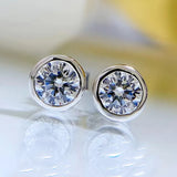 Mosan Diamond Earrings Women's Bag with Silver Edge Earrings