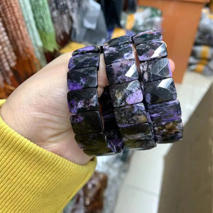 Natural Charoite Stone Beads Bracelet Gemstone Bangle