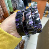 Natural Charoite Stone Beads Bracelet Gemstone Bangle