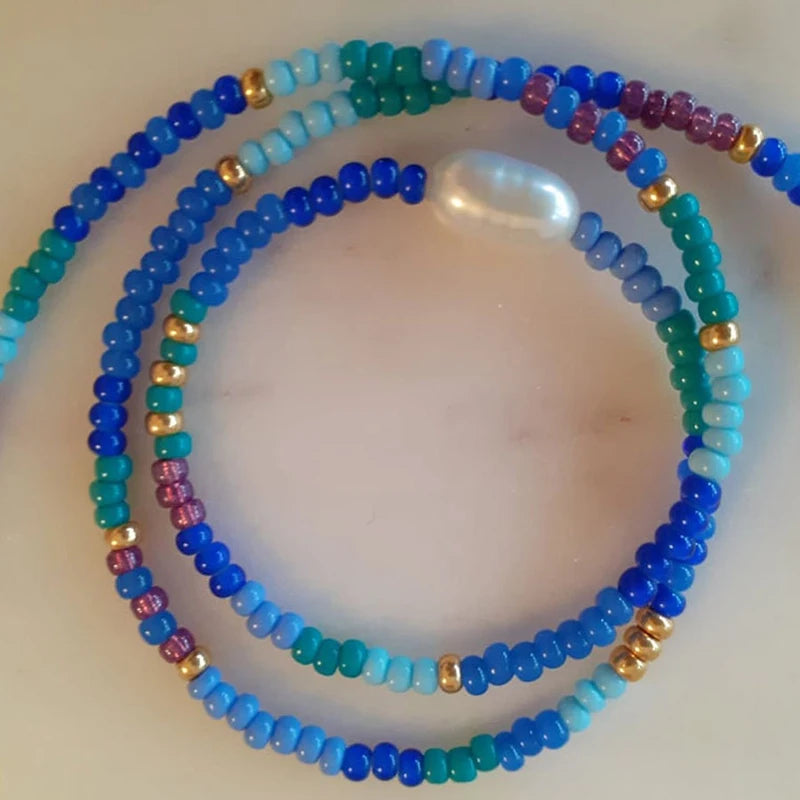 Colorful Freshwater Pearl Necklace Glass Beads