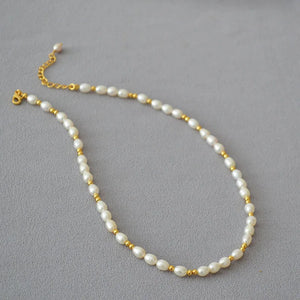 Freshwater Pearl Necklace 7-8mm Beads 14KGF Metal Engagement Jewelry