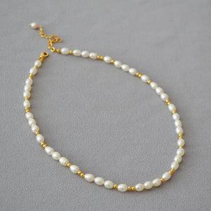 Freshwater Pearl Necklace 7-8mm Beads 14KGF Metal Engagement Jewelry
