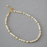 Freshwater Pearl Necklace 7-8mm Beads 14KGF Metal Engagement Jewelry