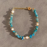Natural Pearl Bracelet Quartz Crystal Gravel Beads Lobster Clasp