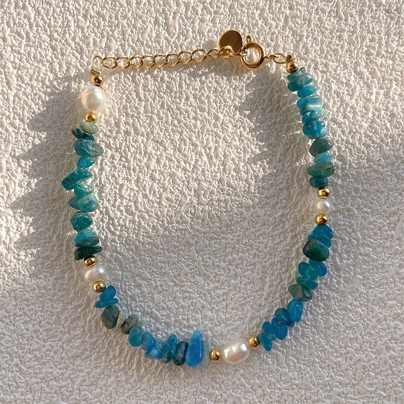 Natural Pearl Bracelet Quartz Crystal Gravel Beads Lobster Clasp