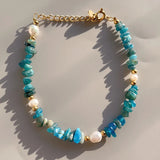 Natural Pearl Bracelet Quartz Crystal Gravel Beads Lobster Clasp