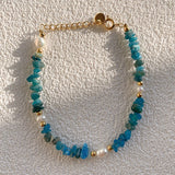 Natural Pearl Bracelet Quartz Crystal Gravel Beads Lobster Clasp