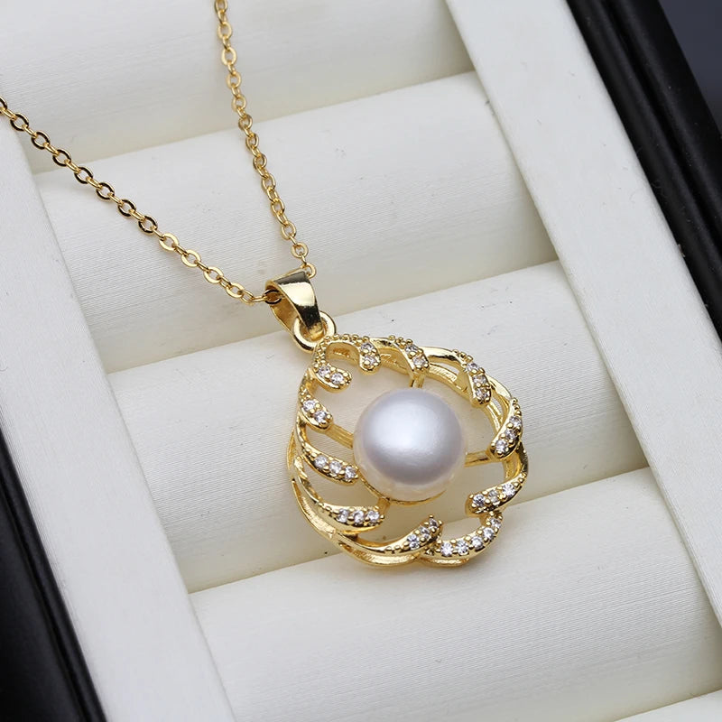 Natural Pearl Pendant For Woman,Trendy Freshwater Pearl Necklace Mother Gift