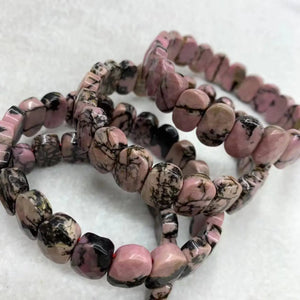Natural Rhodonite Stone Beads Bracelet Gemstone Bangle for Woman