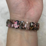 Natural Rhodonite Stone Beads Bracelet Gemstone Bangle for Woman
