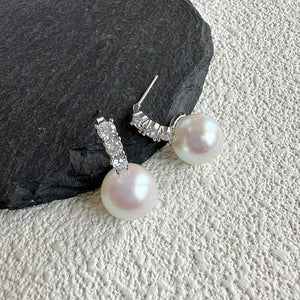 Natural Pearl Ear Clip Zircon Earrings Set