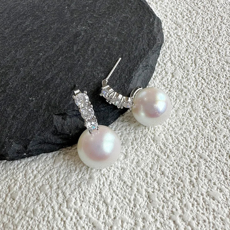Natural Pearl Ear Clip Zircon Earrings Set