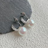 Natural Pearl Ear Clip Zircon Earrings Set
