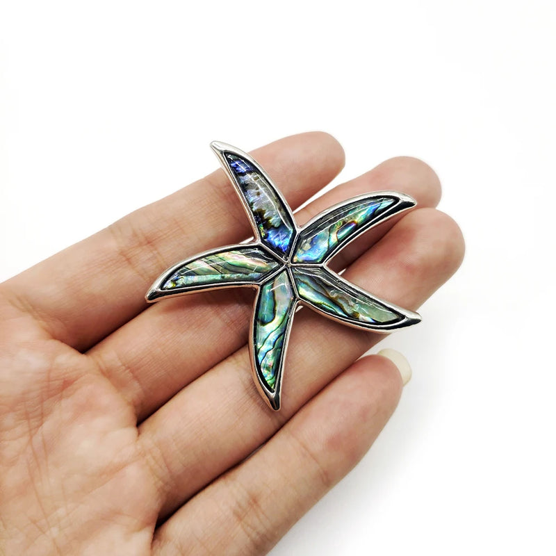 Vintage Sea Star Abalone Shell Pendant Necklace Charm