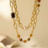 Natural Stone Pearl Multilayer Necklace For Women