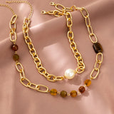 Natural Stone Pearl Multilayer Necklace For Women